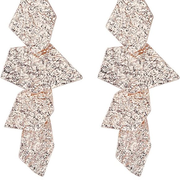 Hammered Surface Geometric Boho Earrings Dangle Drop Earrings Jewelry For Girls - Picture 6 of 6